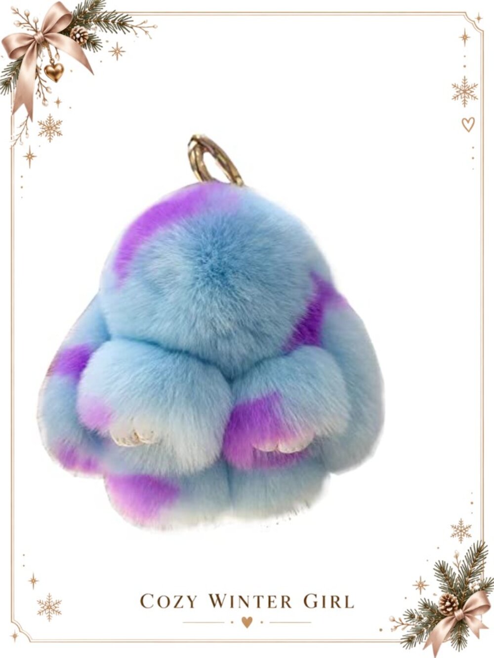 Plush Bunny Keychain Faux Fur Rabbit Keyring Soft Fluffy Pompom Bag Charm